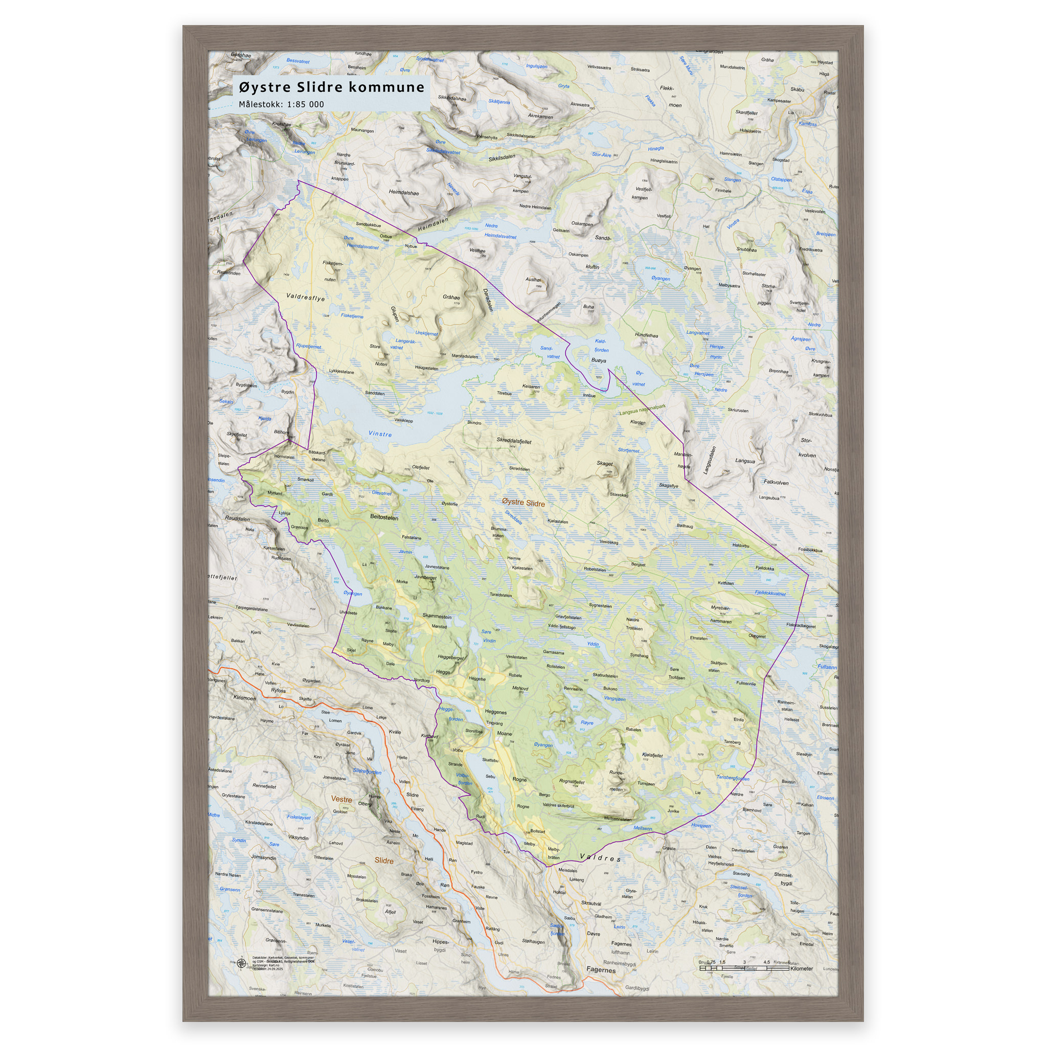 Wall map - Øystre Slidre municipality - Image 11