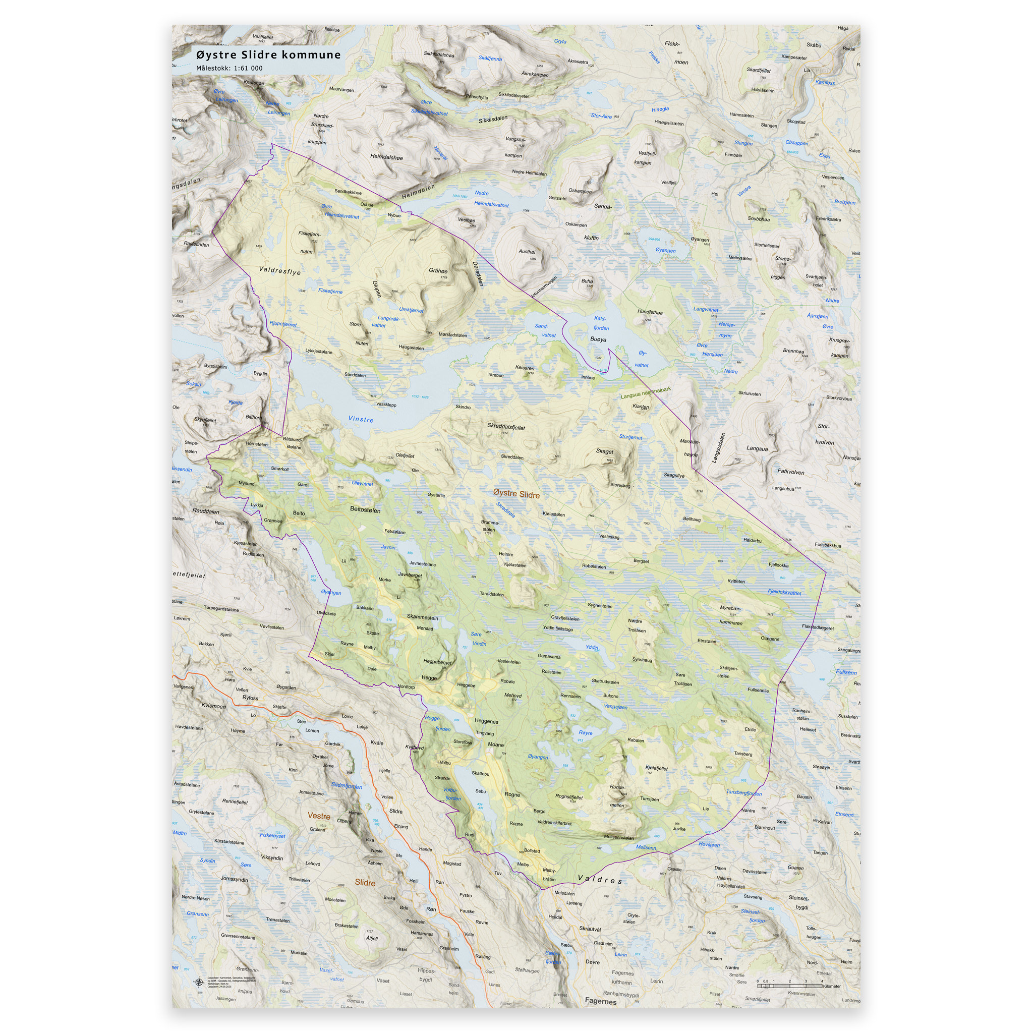 Wall map - Øystre Slidre municipality - Image 10
