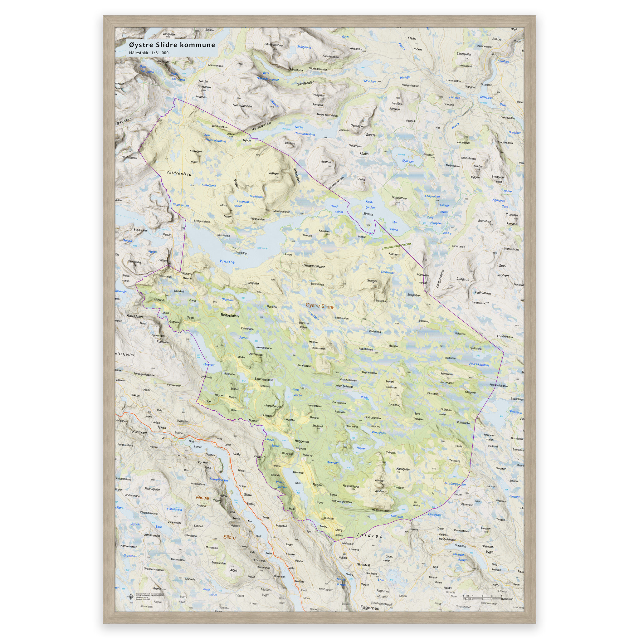 Wall map - Øystre Slidre municipality - Image 8