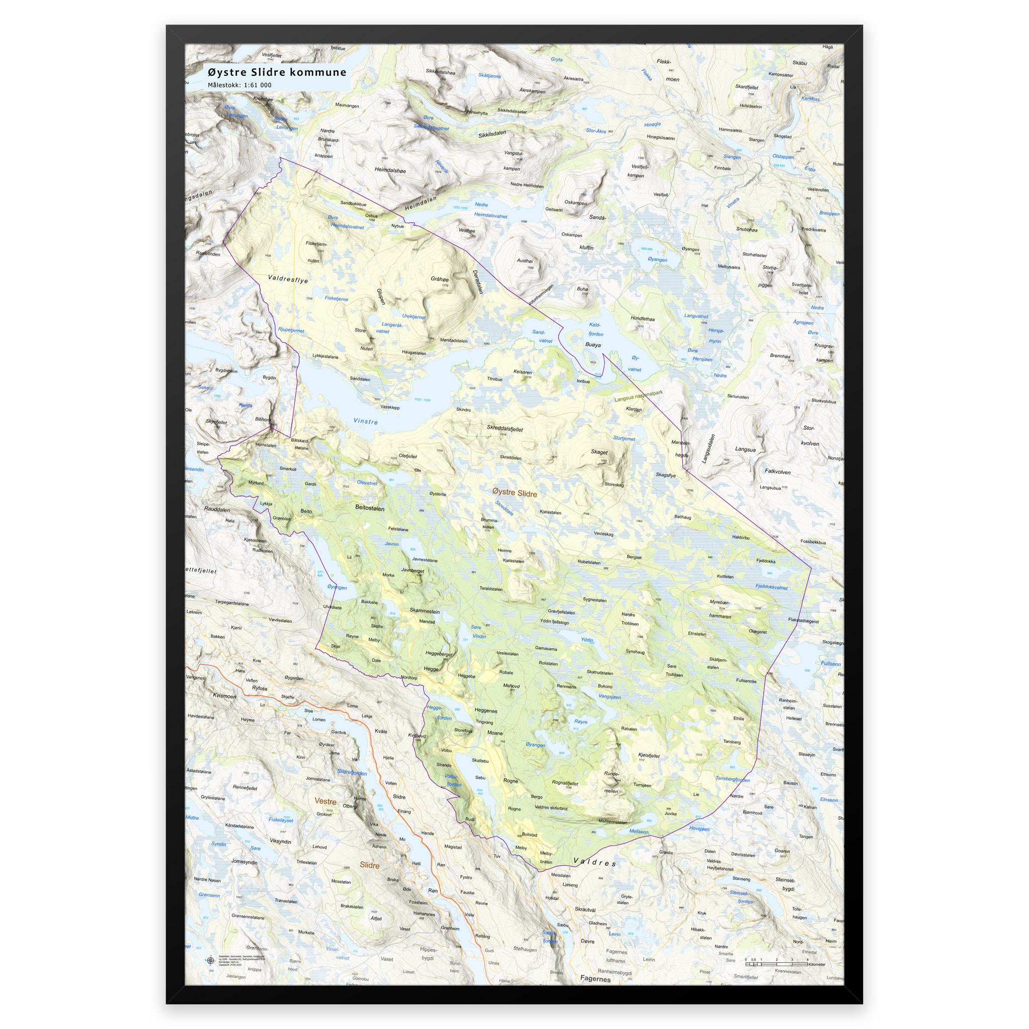 Wall map - Øystre Slidre municipality - Image 7