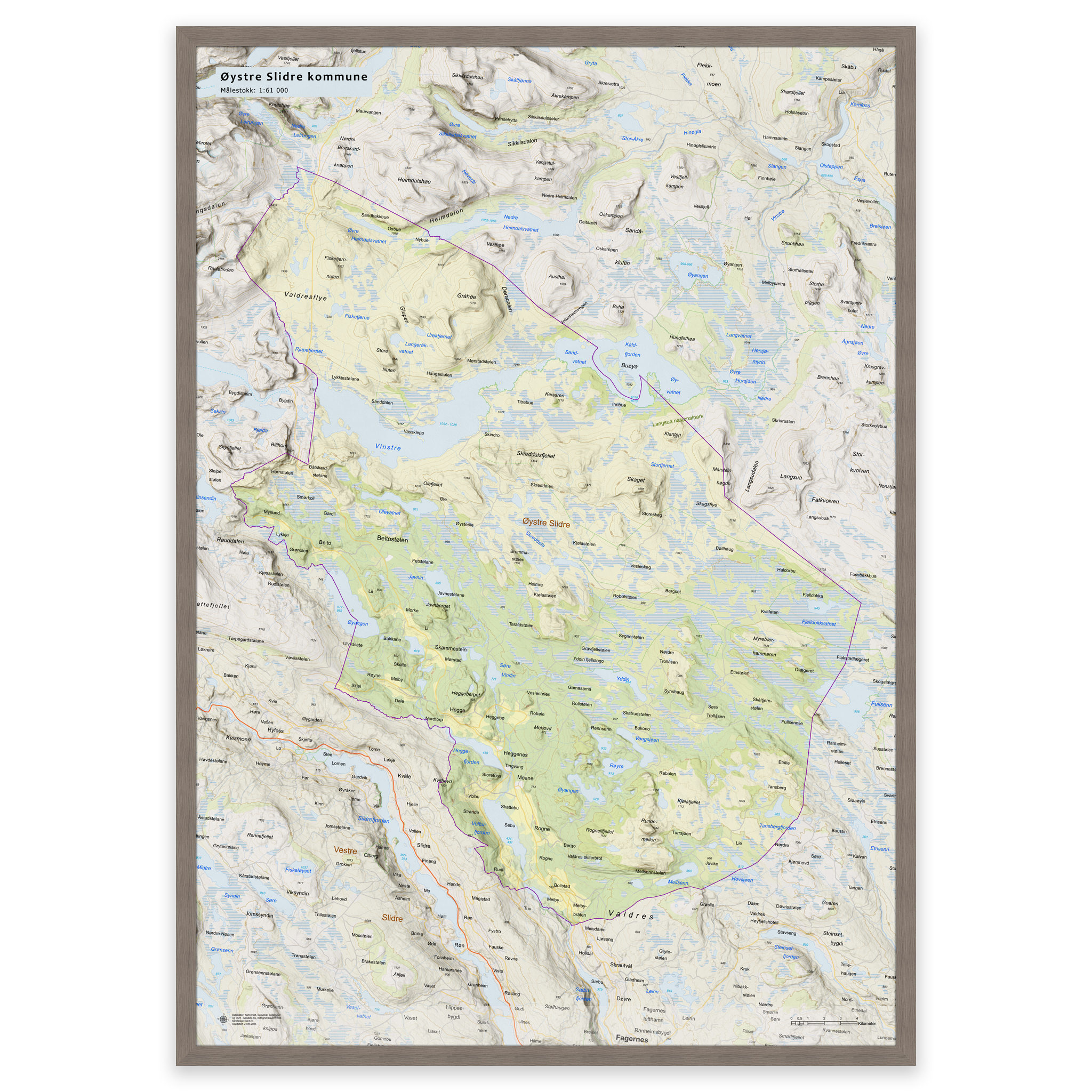 Wall map - Øystre Slidre municipality - Image 6