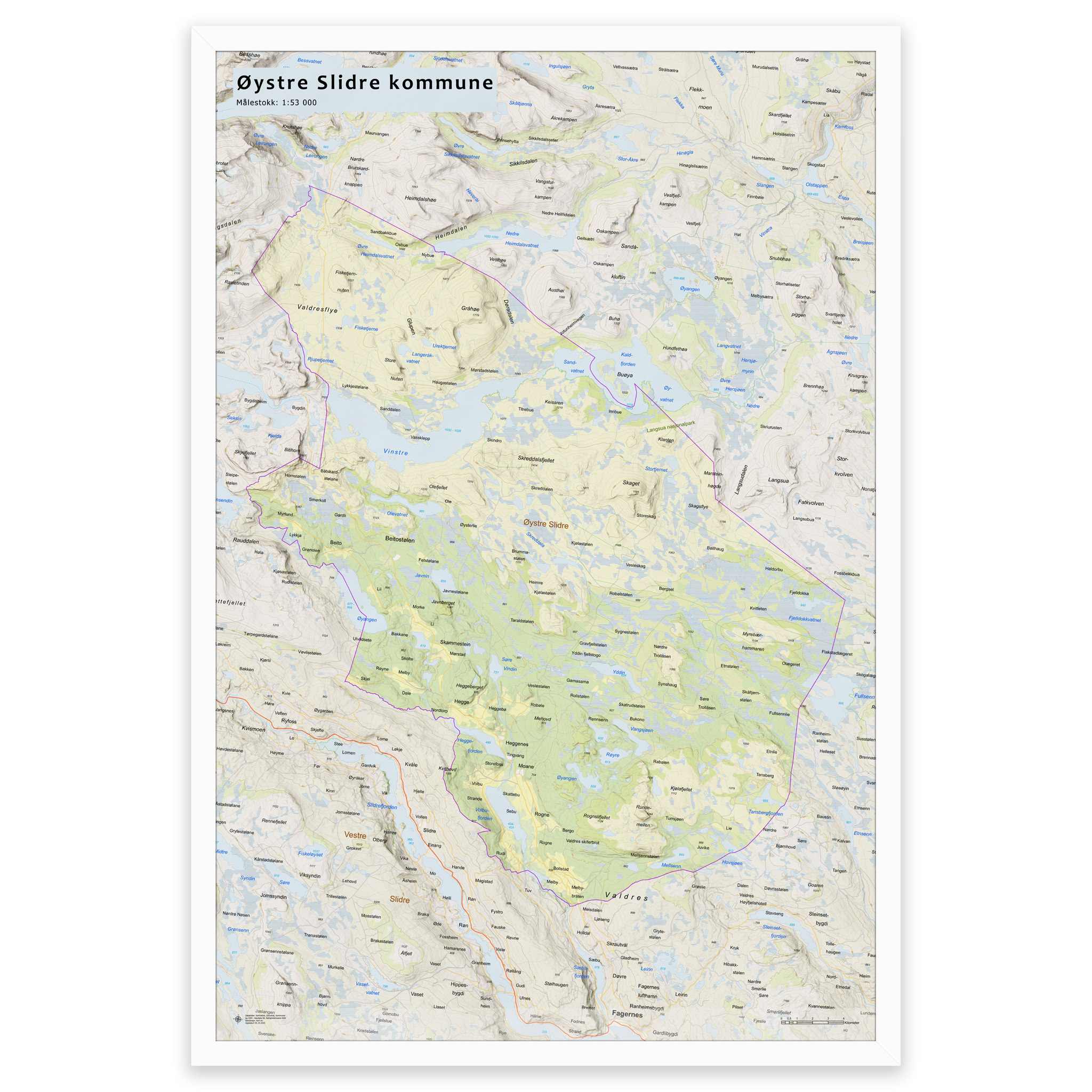 Wall map - Øystre Slidre municipality - Image 4