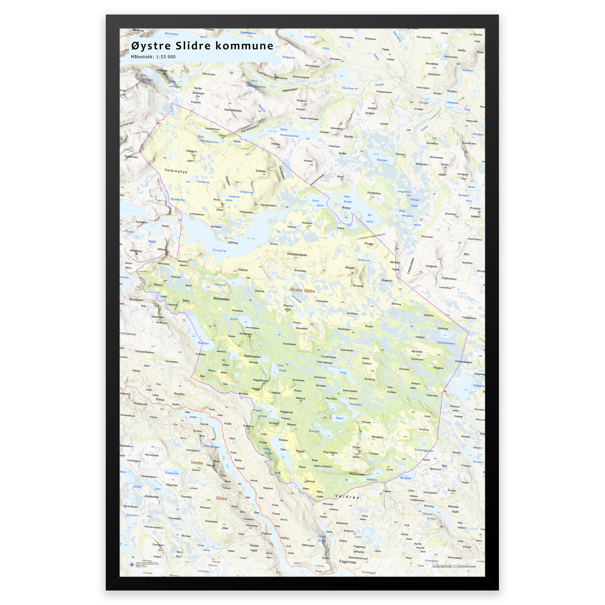 Wall map - Øystre Slidre municipality - Image 3