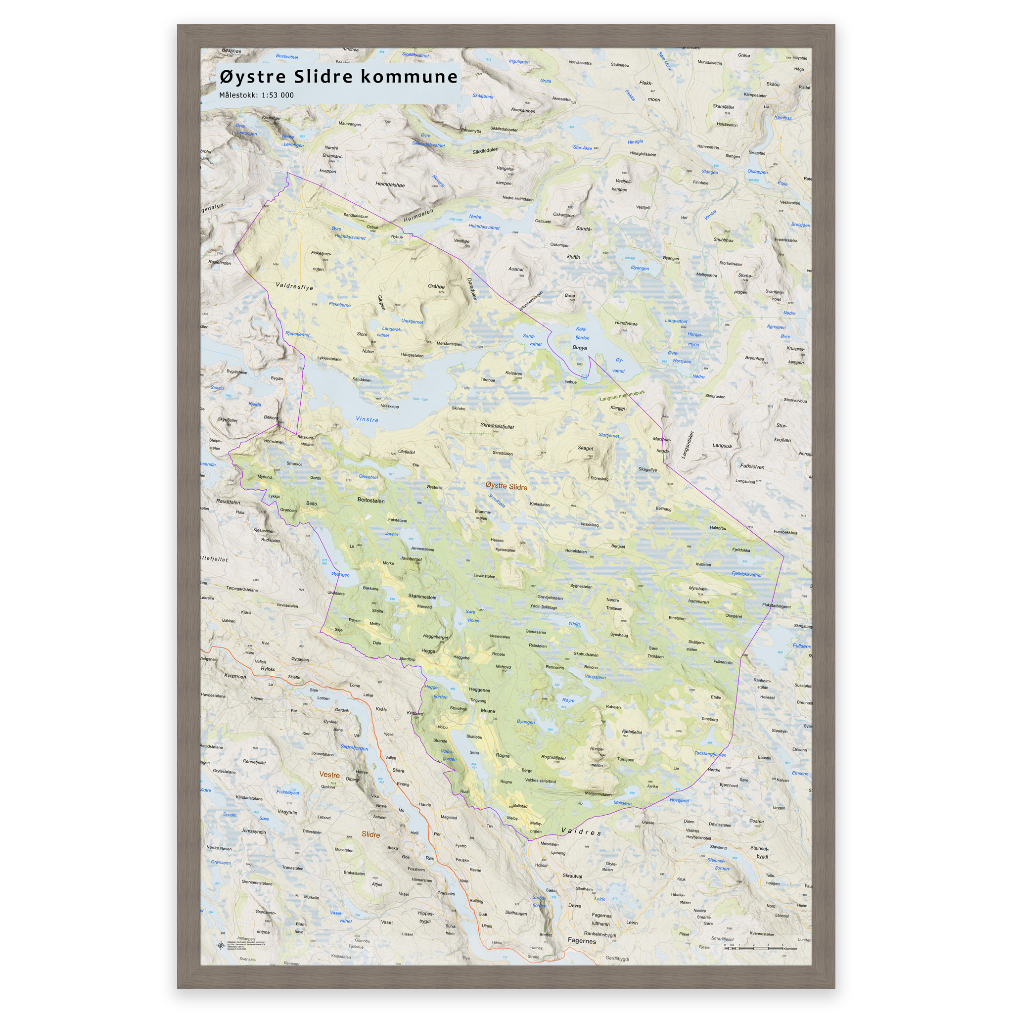 Wall map - Øystre Slidre municipality - Image 5