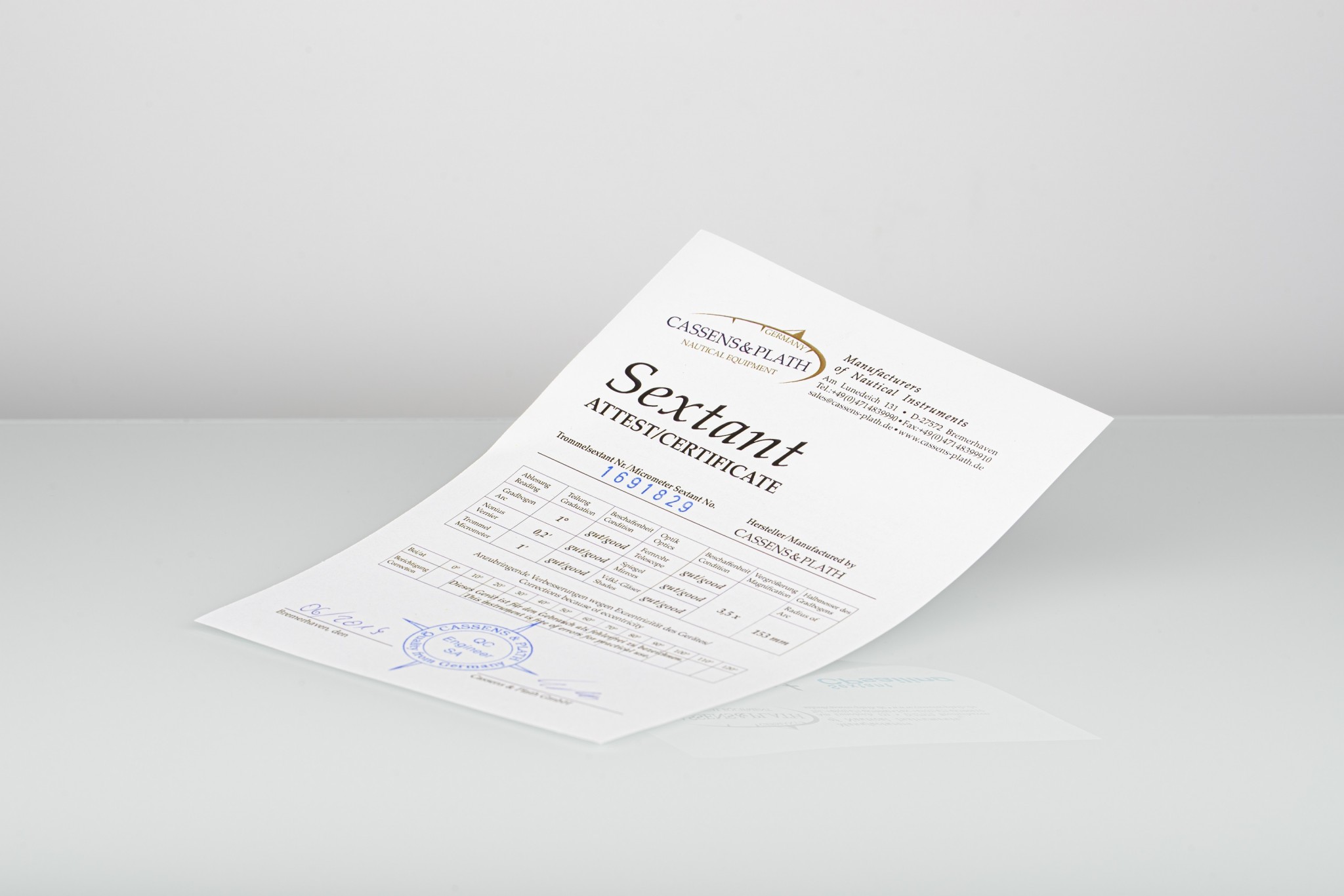 Cassens & Plath Horizon Ultra sextant white – marine sextant for celestial navigation