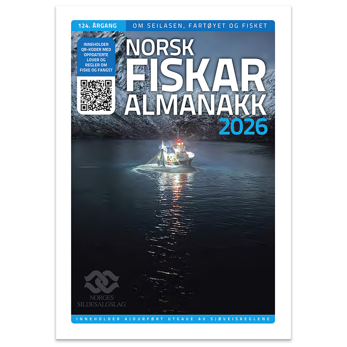 Forside av Norsk Fiskaralmanakk 2026 – fisker almanakk med sjøveisregler