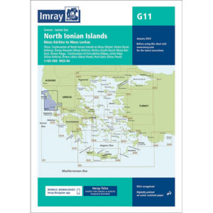 Mockup av Imray båtsportkart G11 North Ionian Islands