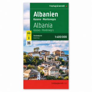 Forside av Freytag & Berndts veikart over Albania, Kosovo og Montenegro i målestokk 1:400 000.