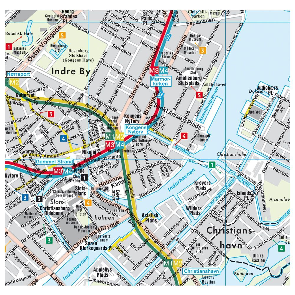 Detaljutsnitt av Freytag & Berndt bykart over København.
