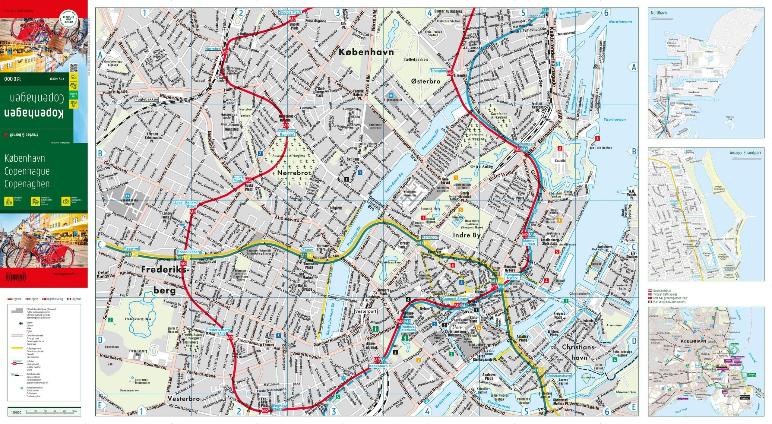Utbrettet Freytag & Berndt bykart over København i målestokk 1:10 000.