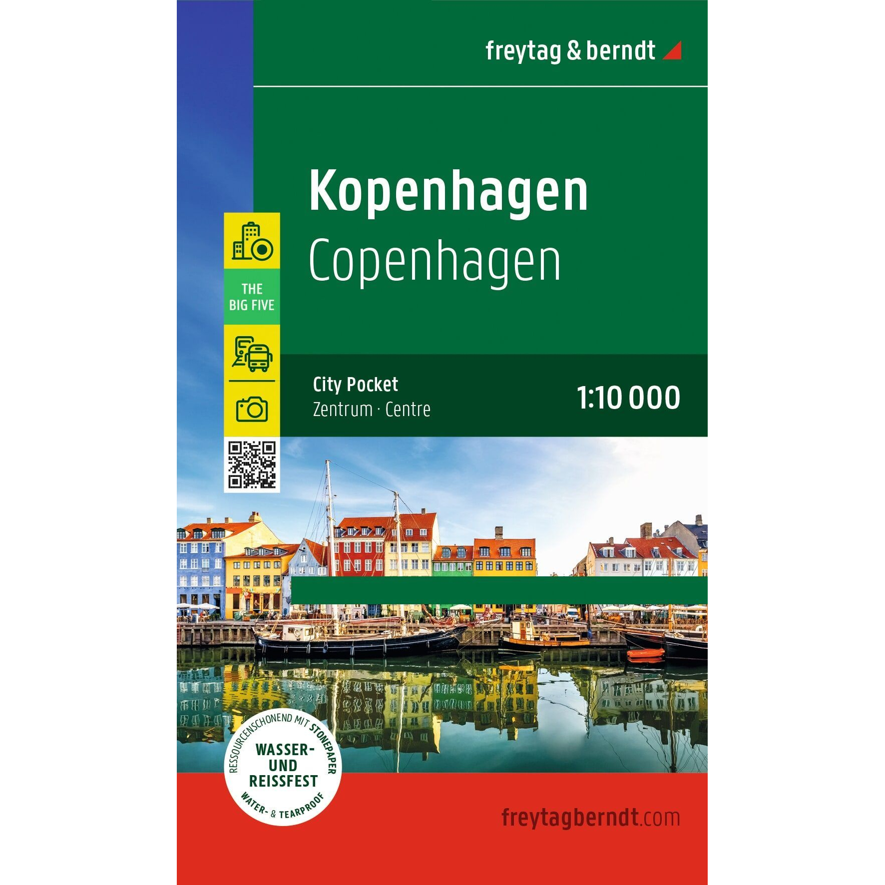 Freytag & Berndt vann- og rivefast bykart over København i målestokk 1:10 000.