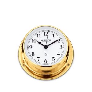 Wempe Skiff - Ship's Clock 110 mm in polished brass (Arabic numerals)