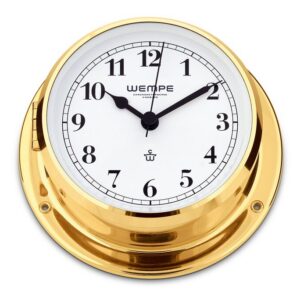 Wempe Skiff – Ship’s Clock 110 mm i polert messing (arabiske tall)