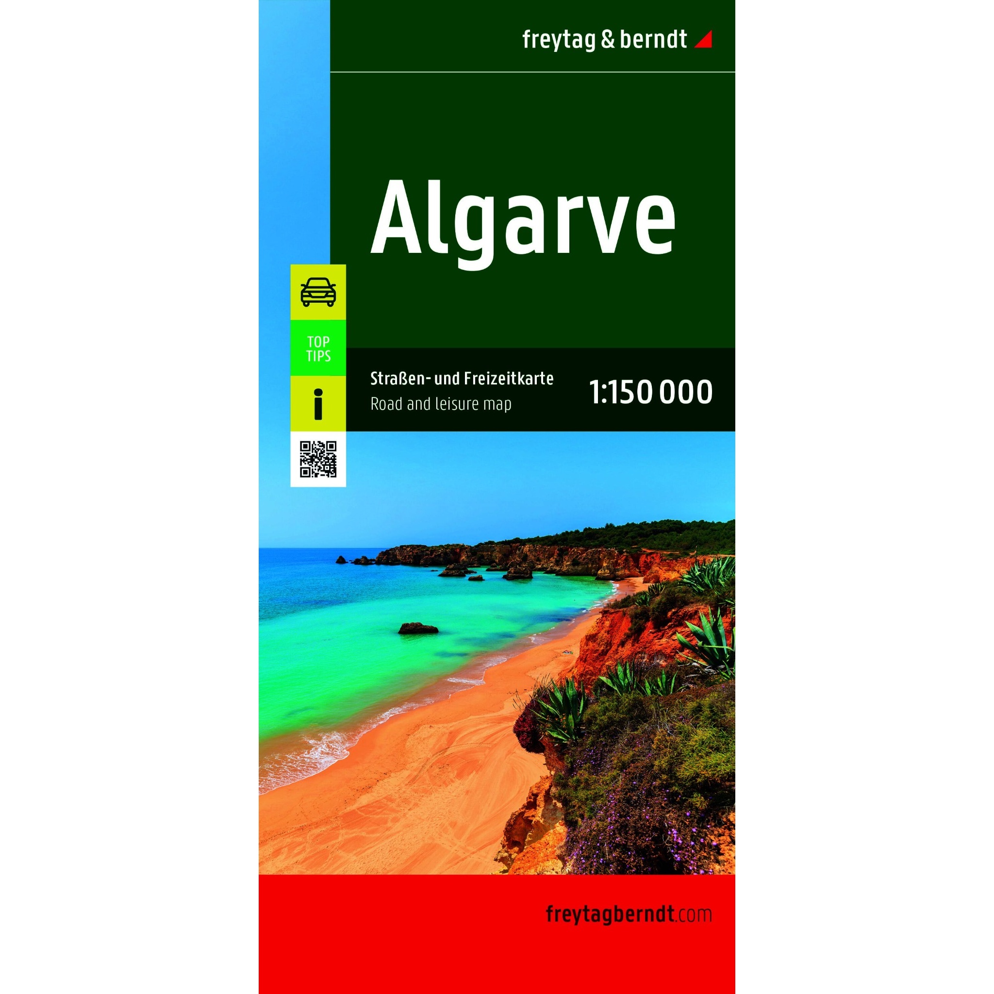 Veikart over Algarve i Portugal fra freytag & berndt