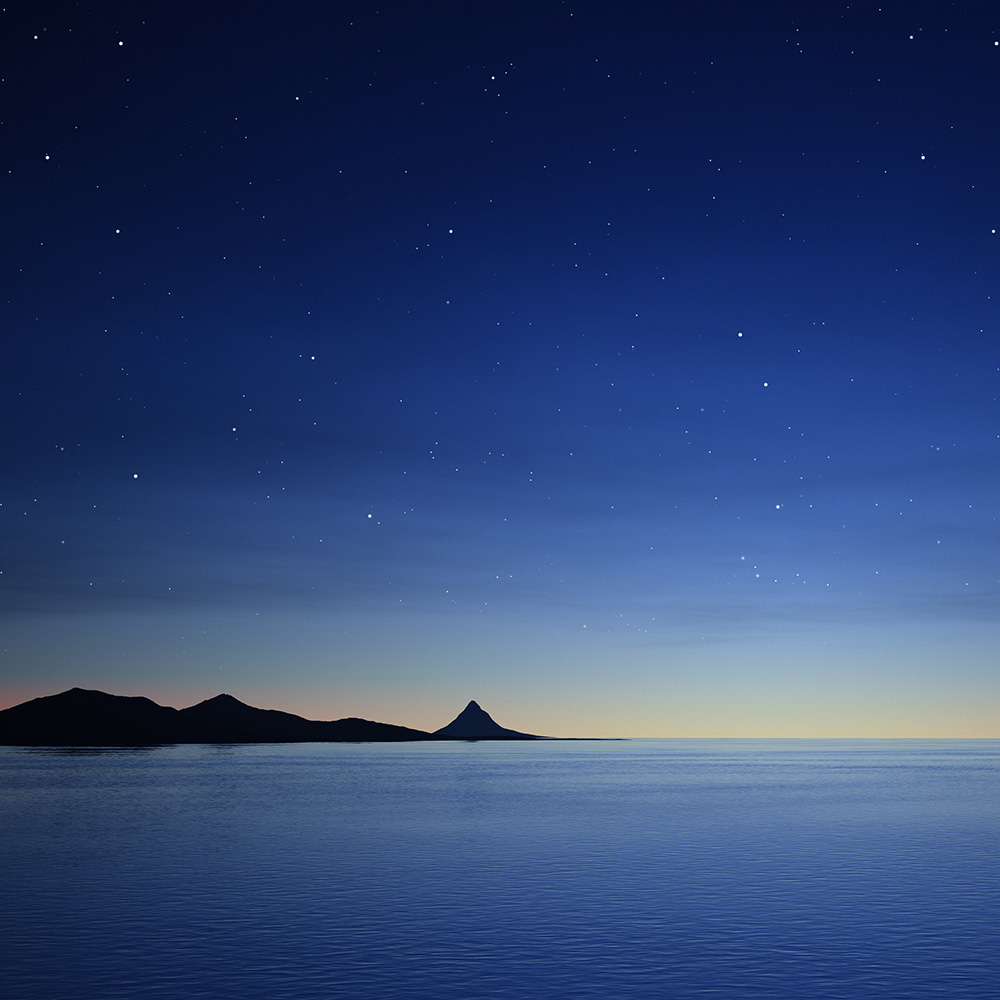 Starry sky over the sea used for celestial navigation