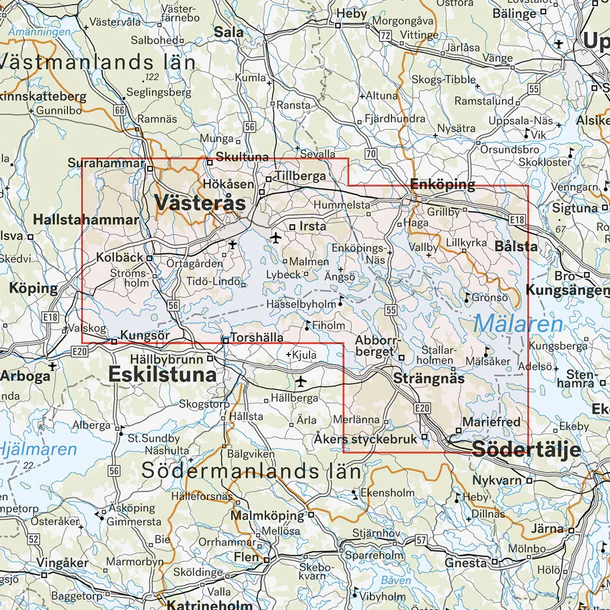 Kartutsnitt Västra Mälaren turkart 1:50 000