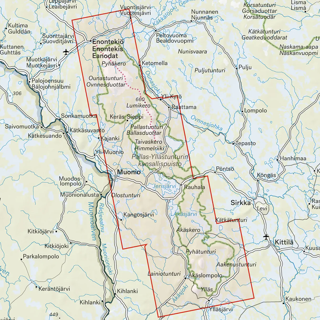 Map section: Hetta, Pallas, Ylläs hiking map, 1:50,000, Finnish Lapland