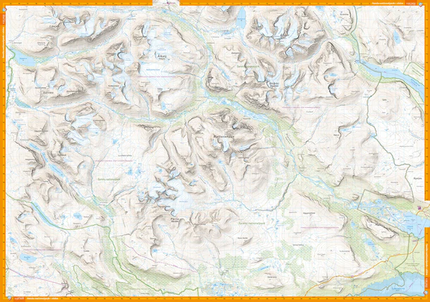 Sareks nationalpark komplett turkart forside og bakside