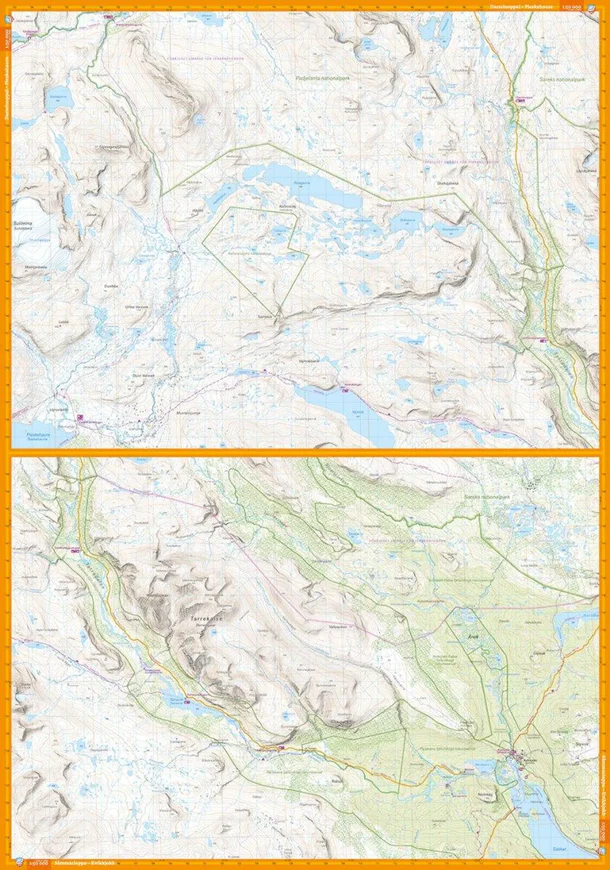 Padjelantaleden komplett turkart forside og bakside