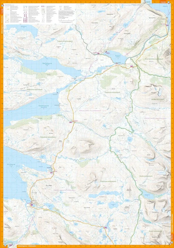 Padjelantaleden komplett turkart forside og bakside