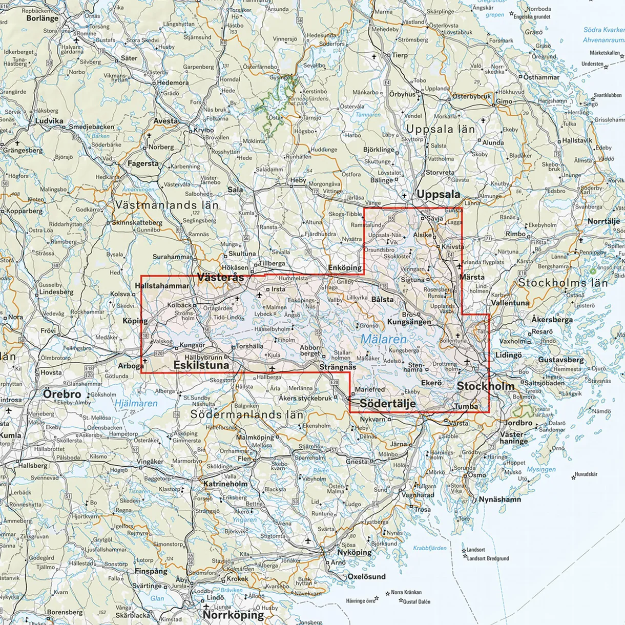 Kartutsnitt Mälaren skøytekart 1:50 000