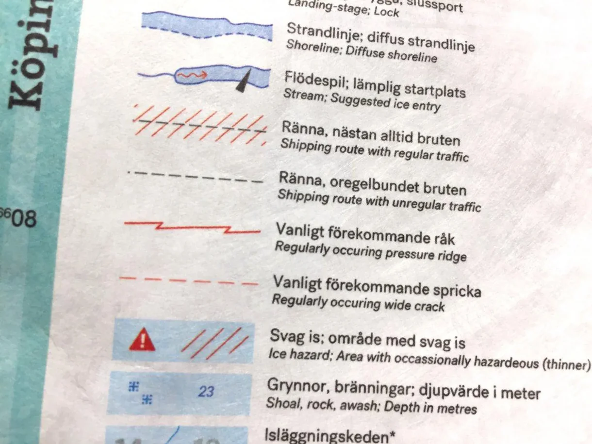 Kartutsnitt Mälaren skøytekart 1:50 000