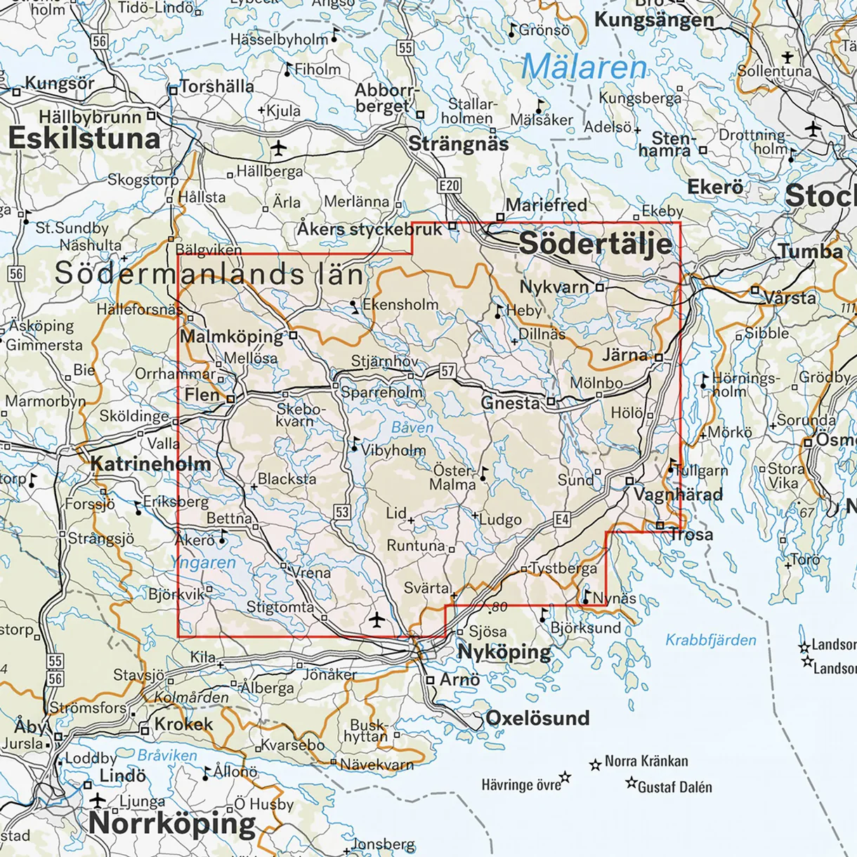 Map section: Båven, Marvikarna, Yngern – Ice Skating Map, 1:50,000