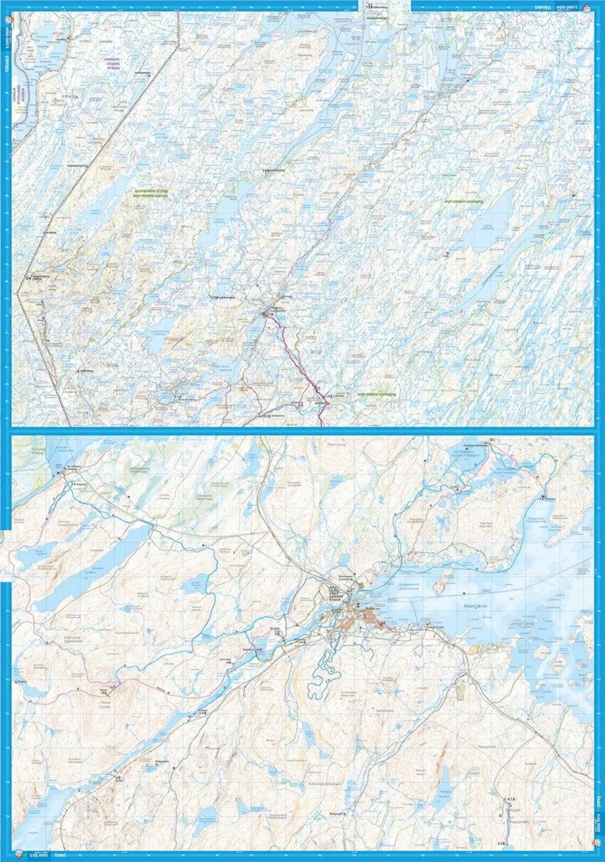 Inarijärvi Vätsäri Tsarmitunturi komplett turkart forside og bakside