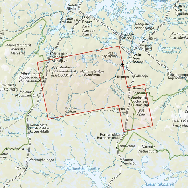 Map section: Saariselkä-Hammastunturi hiking map, scale 1:25,000, Lapland