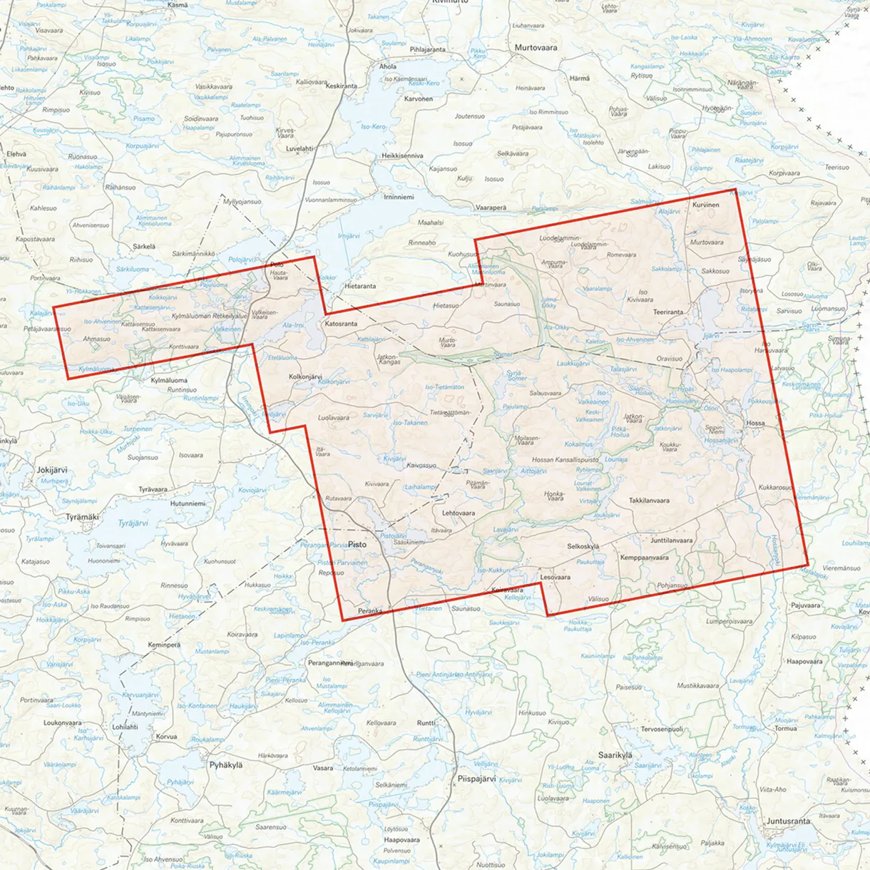 Map section: Hossa-Kylmäluoma hiking map, scale 1:25,000