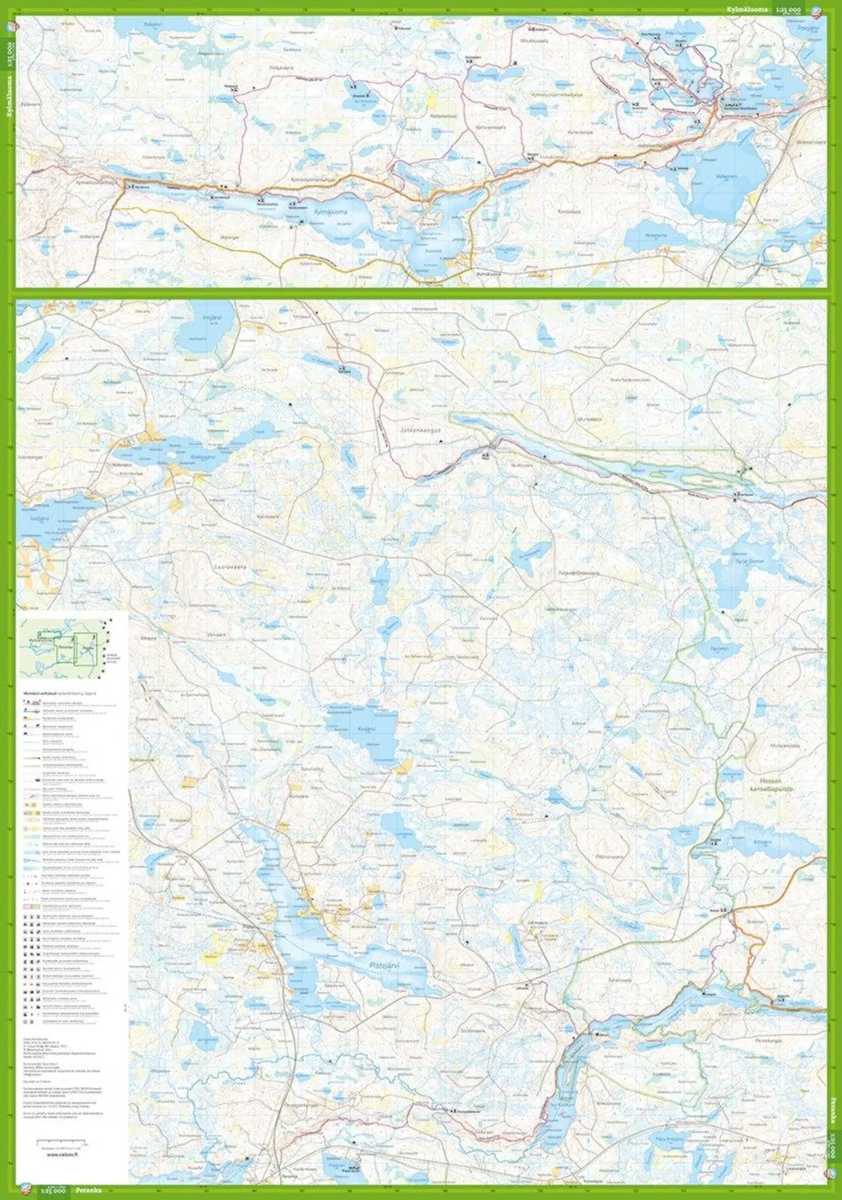 Hossa Kylmäluoma: Complete hiking map (front and back)