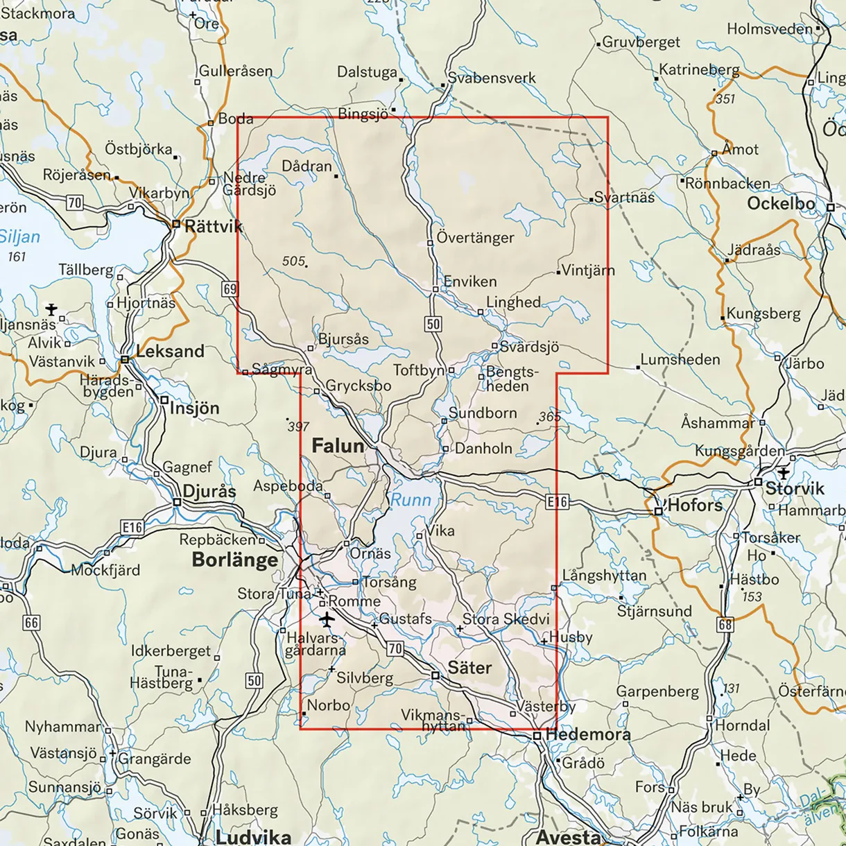 Kartutsnitt Falun Runn turkart 1:50 000 Dalarna