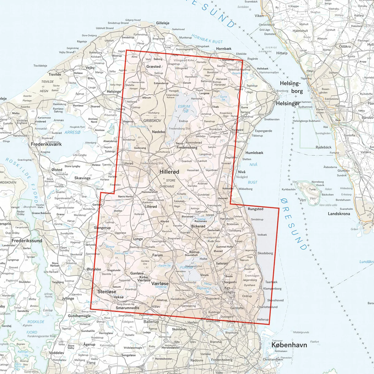 Kartutsnitt København Kongernes Nordsjælland turkart