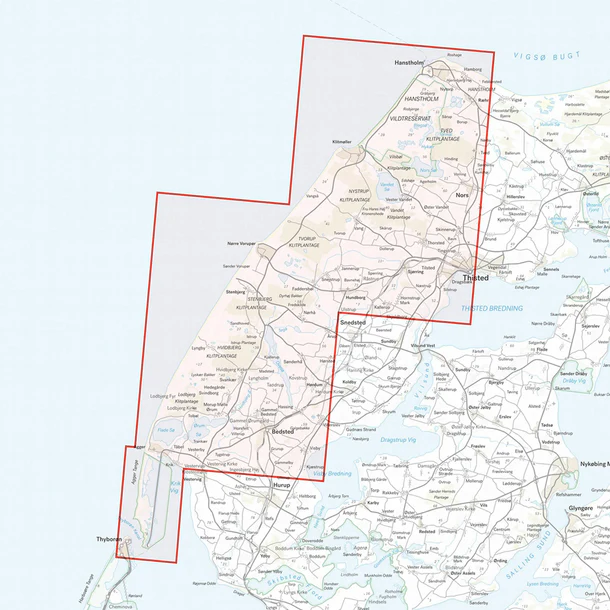 Map section: Thy National Park hiking map, scale 1:25,000, Denmark