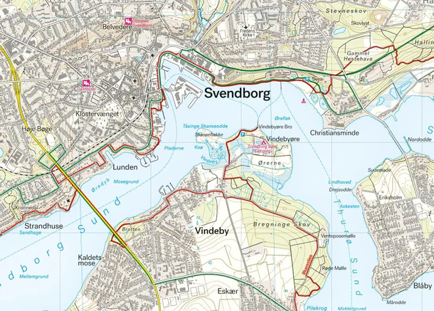 Øhavsstien syd Ærø Rudkøbing komplett turkart forside og bakside