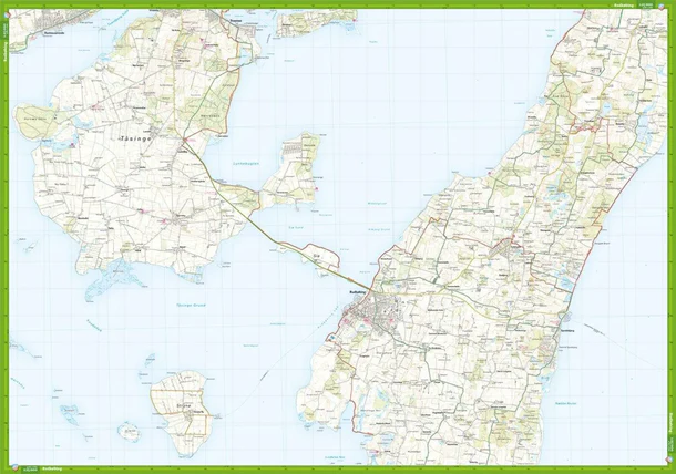 Øhavsstien syd Ærø Rudkøbing komplett turkart forside og bakside