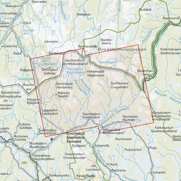 Map section: Pöyrisjärvi Wilderness Hiking Map 1:50,000, Lapland