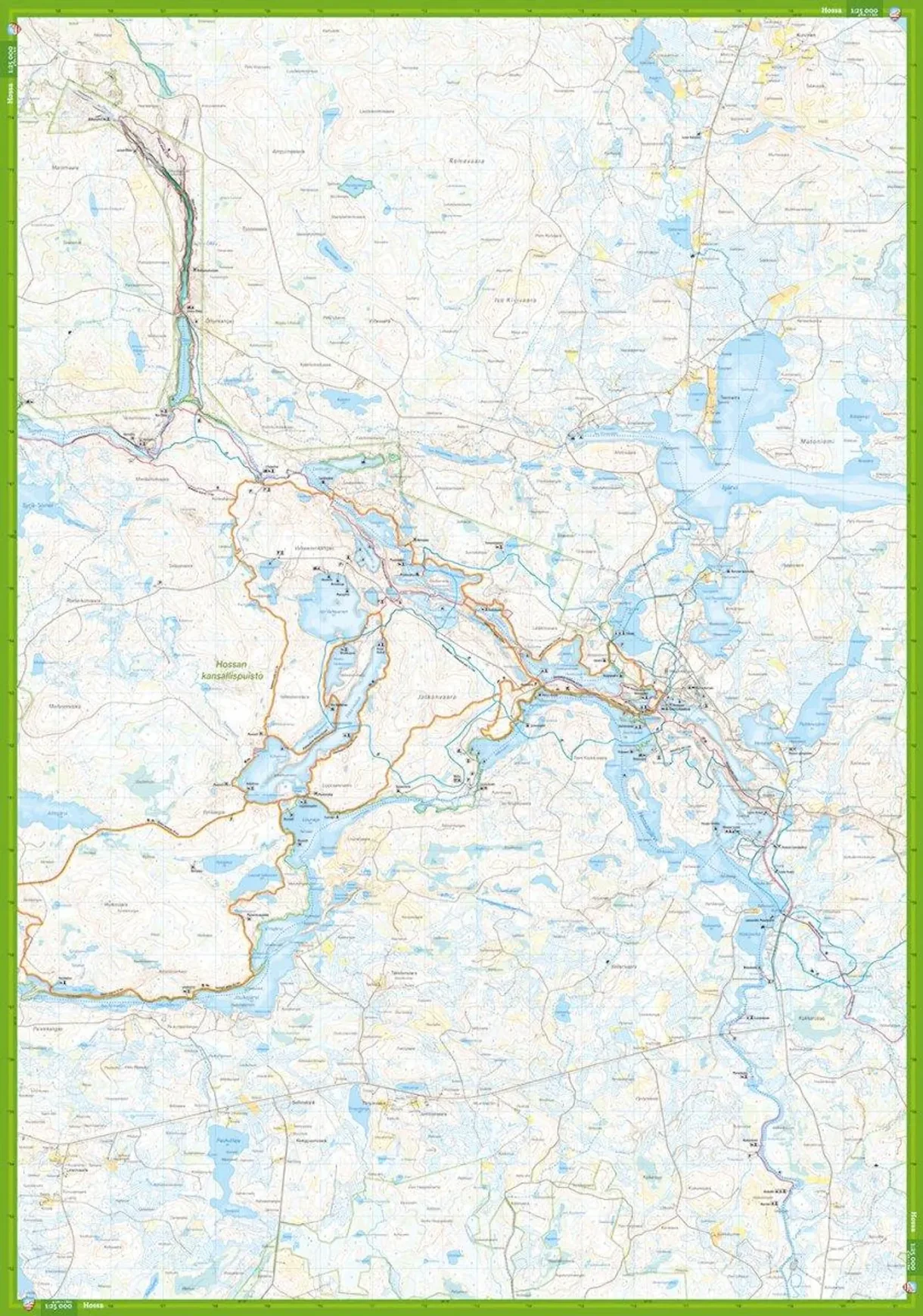 Map section: Hossa-Kylmäluoma hiking map, scale 1:25,000, Finland