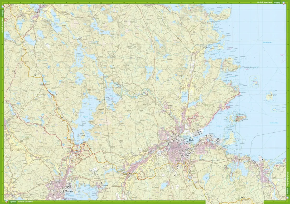 Gävle, Sandviken, Hofors: Complete Tour Map (Front and Back)