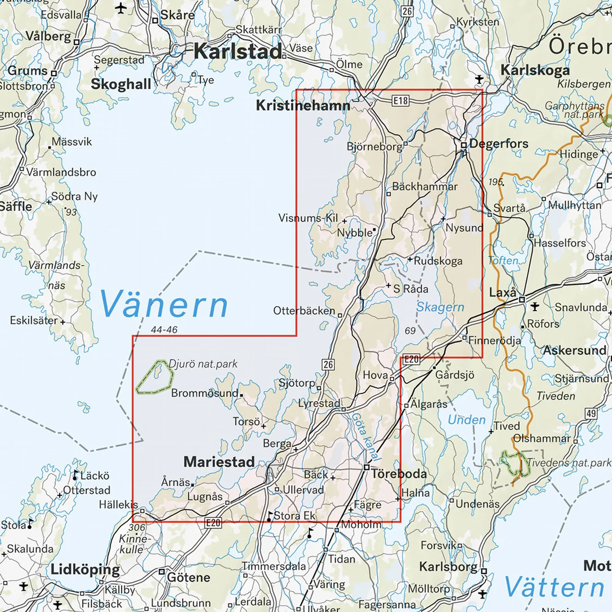 Kartutsnitt Eskilstuna Katrineholm turkart 1:50 000