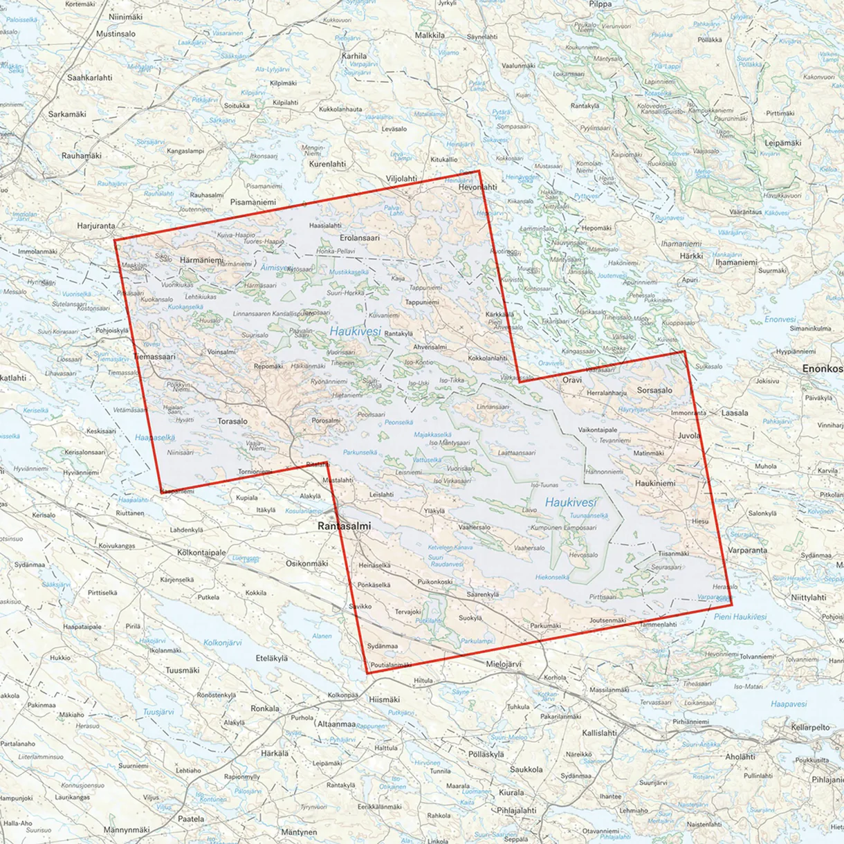 Map section: Linnansaari National Park hiking map, scale 1:25,000