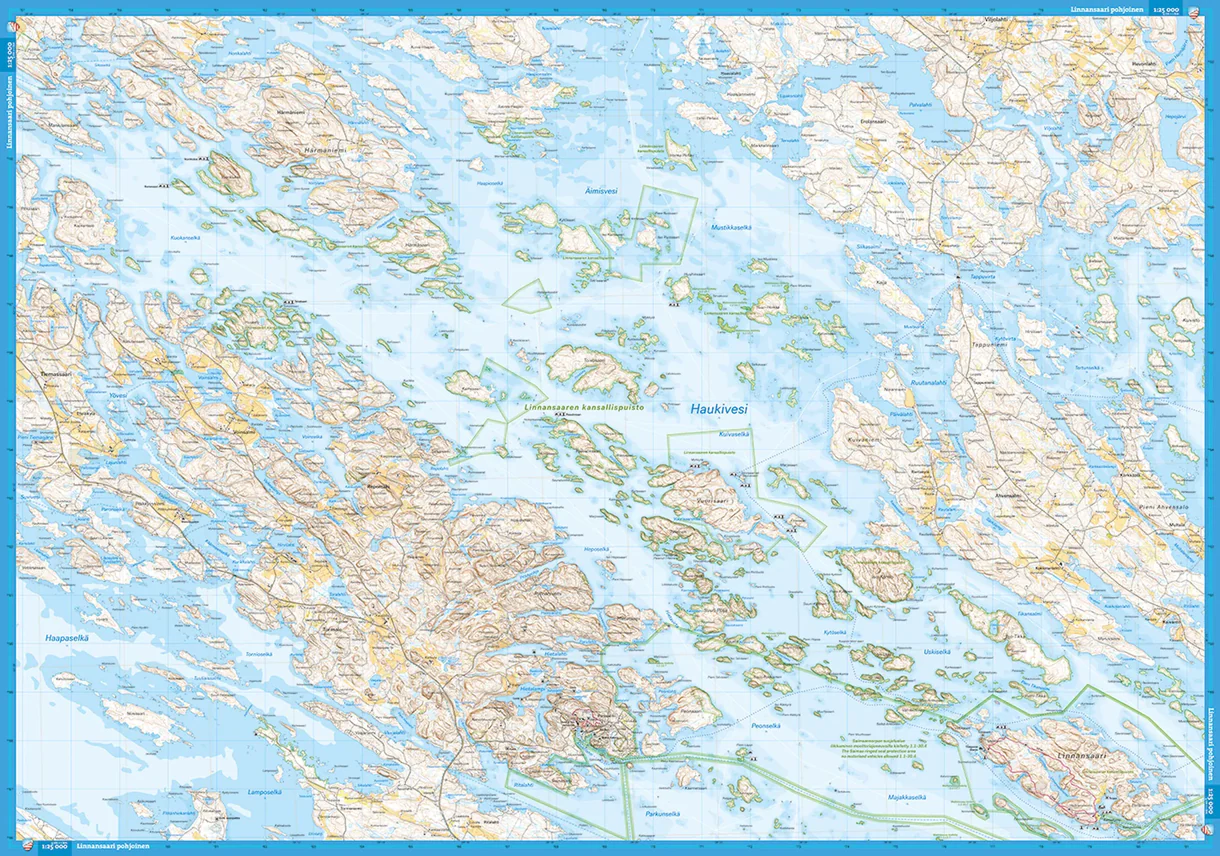 Linnansaari National Park: Complete hiking map (front and back)