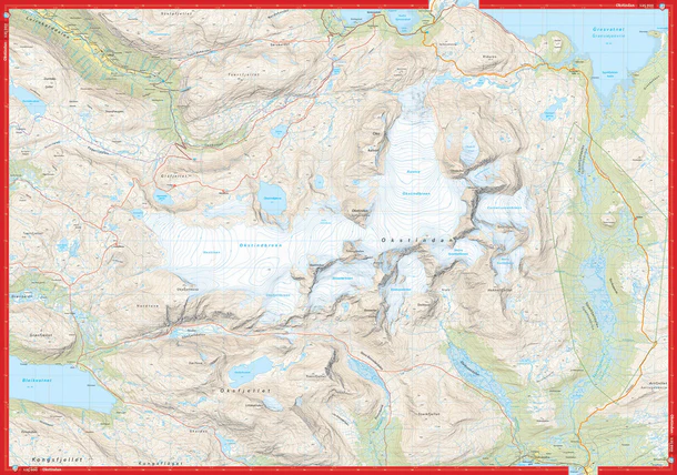 Okstindan: Complete High-Mountain Map (Front and Back)