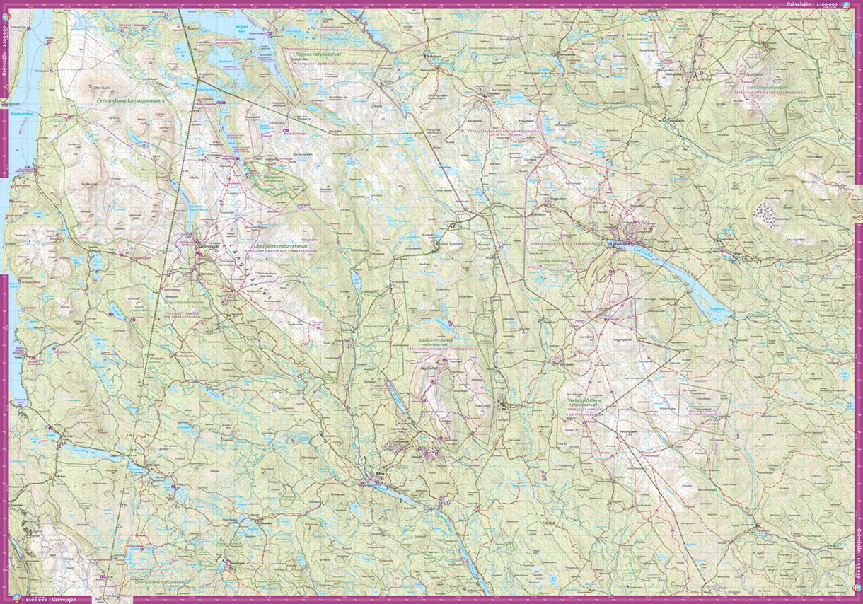 Dalafjällen Trysil komplett turkart forside og bakside