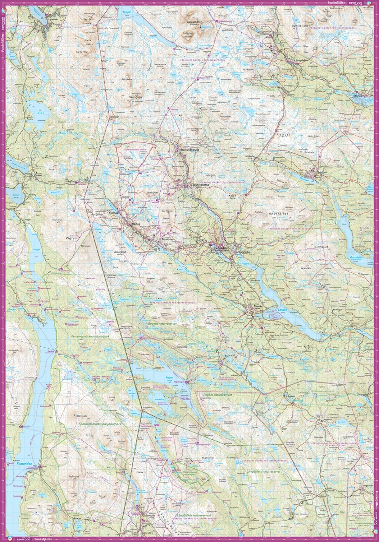 Härjedalsfjällen komplett turkart forside og bakside