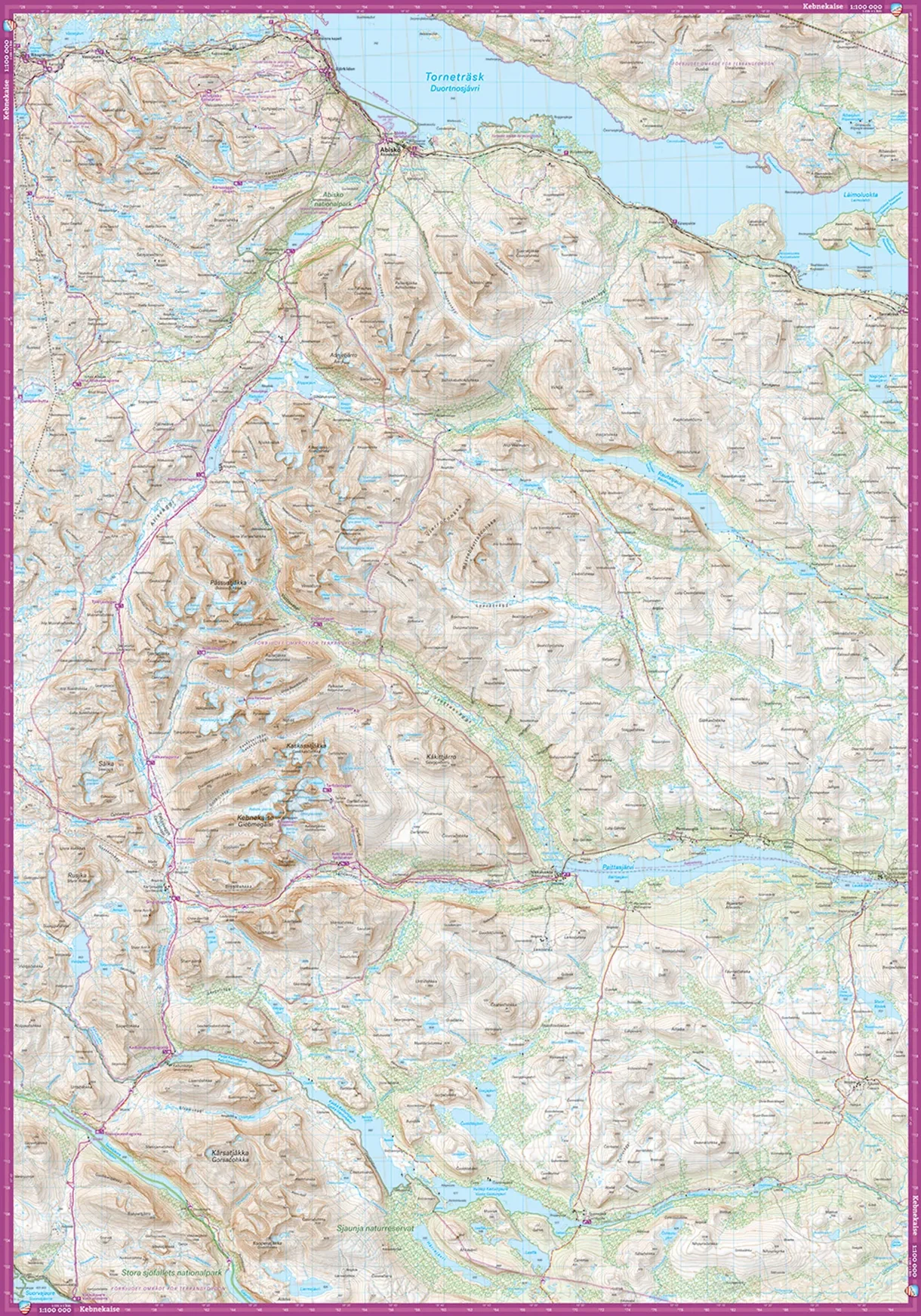 Kebnekaise Mountains, Narvik: Complete Hiking Map (Front and Back)