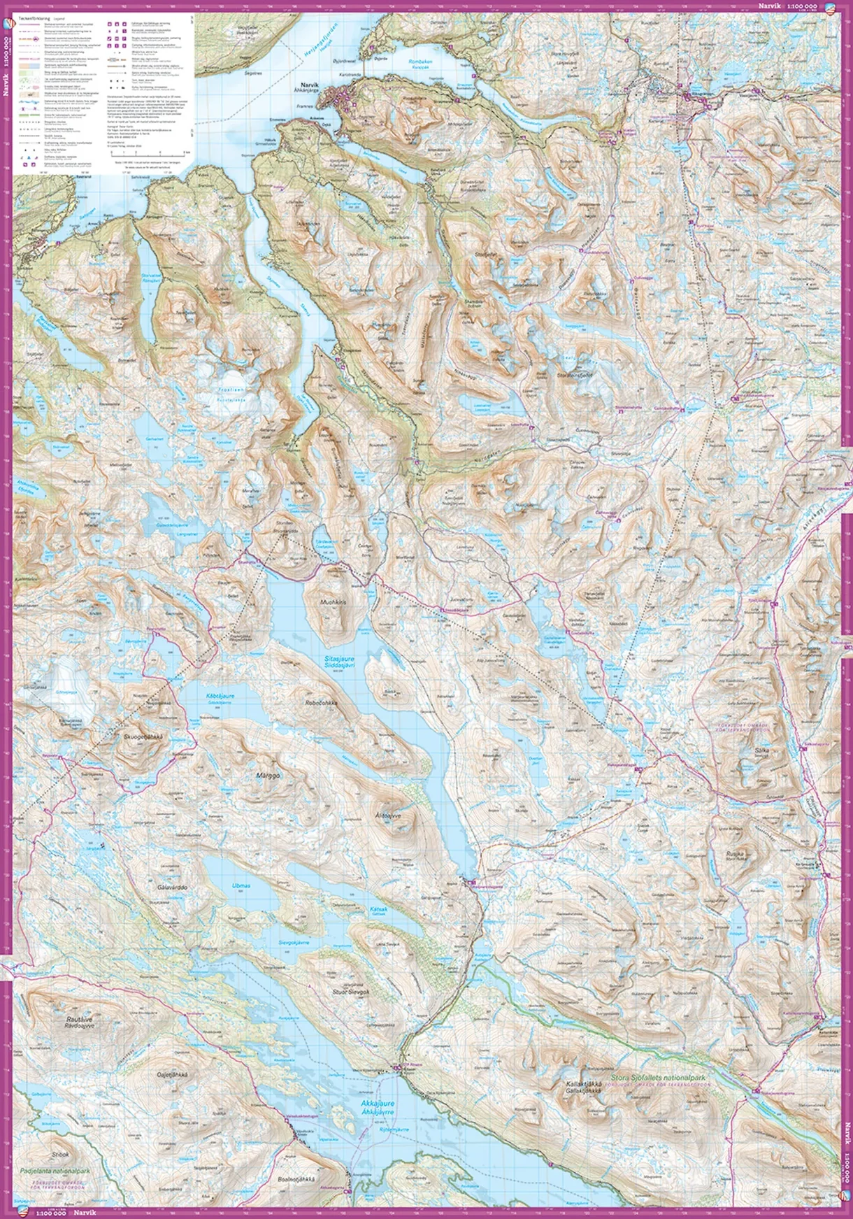 Kebnekaise Mountains, Narvik: Complete Hiking Map (Front and Back)