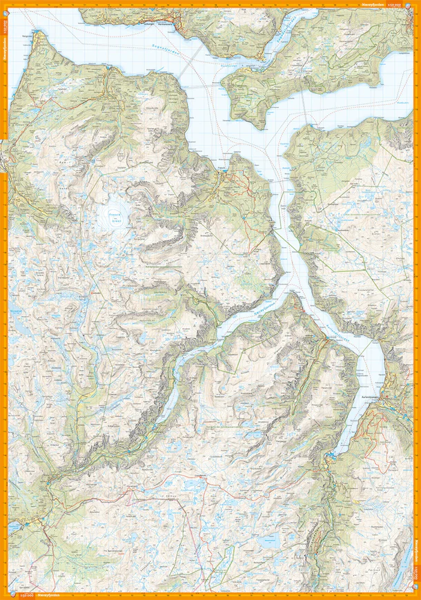 Nærøyfjorden Lærdalen: Complete Hiking Map (Front and Back)