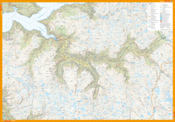 Nærøyfjorden Lærdalen: Complete Hiking Map (Front and Back)