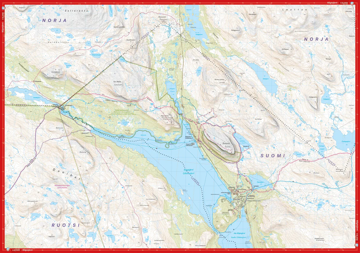 Kilpisjärvi Saana Halti komplett turkart forside og bakside